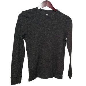 Cozy Comfort: H&M Men's Slim Fit XS Dark Grey Waffle Long-Sleeved T-Shirt